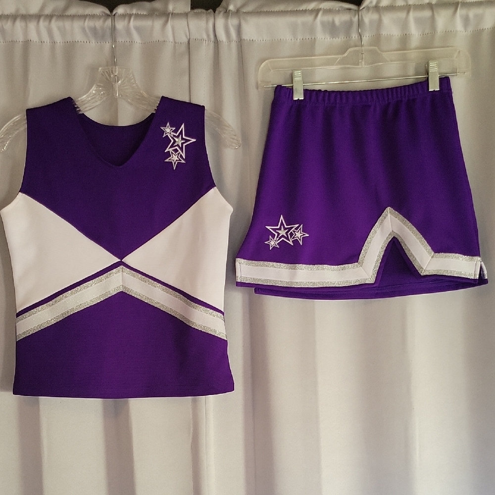 Vibrant Purple and White Cheerleader Costume for Women
